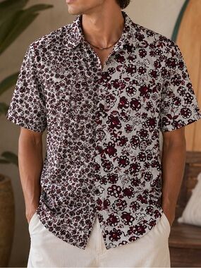 Vans Off The Wall Floral Button-Up Shirt Men’s Medium Classic Fit 100% Viscose